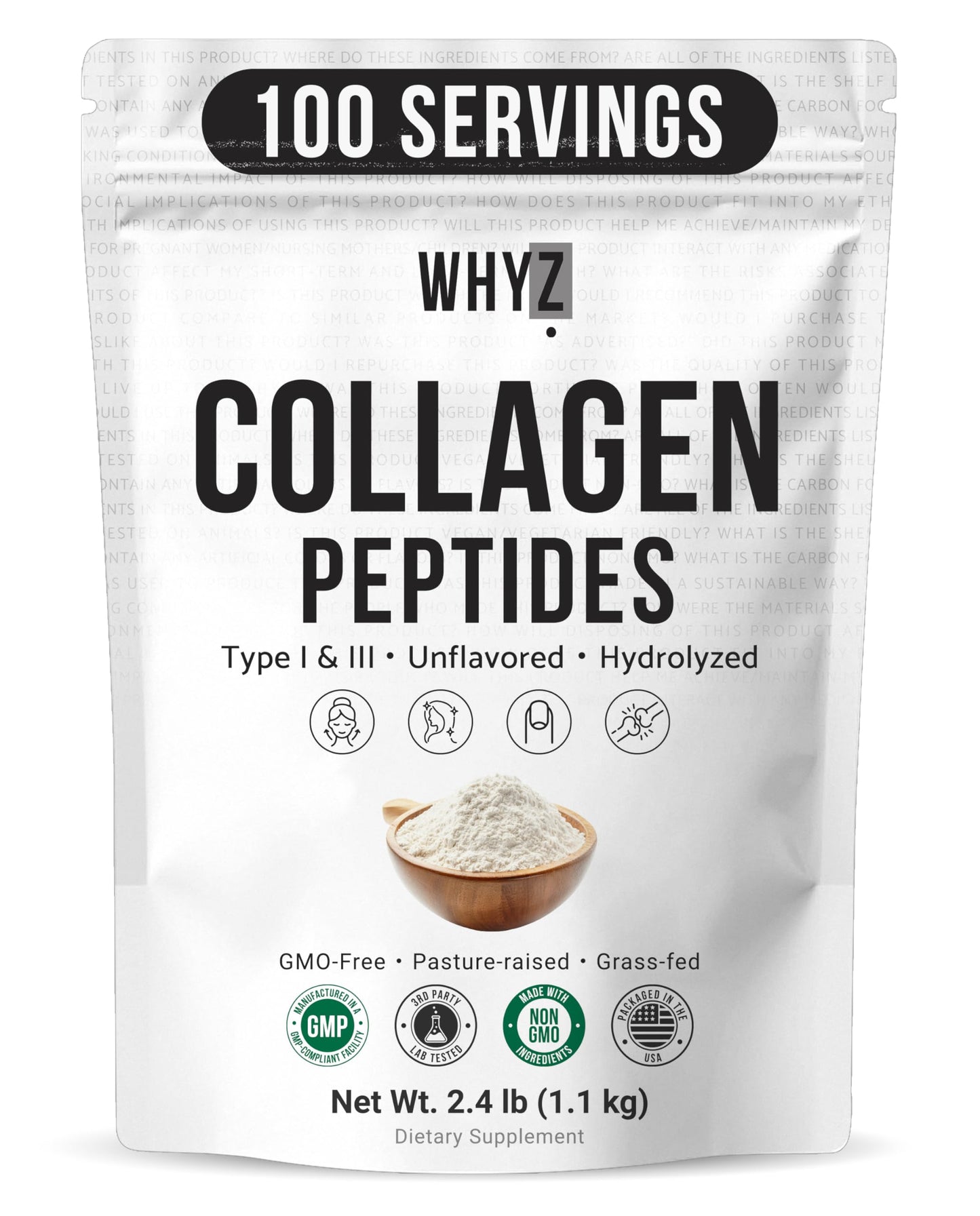 Bovine Collagen Peptides Powder Hydrolyzed Type I & III Protein, Grass-Fed Pasture-Raised…