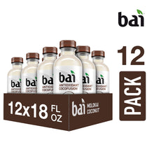 Load image into Gallery viewer, Bai Coconut Flavored Water, Molokai Coconut, Antioxidant Infused Drinks, 18 Fluid Ounce Bottles, (Pack of 12)