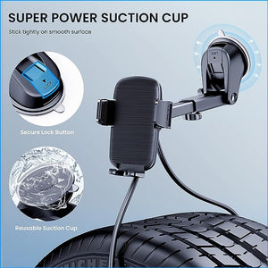 Phone Mount for Car Phone Holder [Military-Grade Suction & Stable Clip]Car Phone Holder Mount Windshield Dashboard Air Vent Universal Cell Phone Automobile Mount Fit For All iPhone Android Smartphones