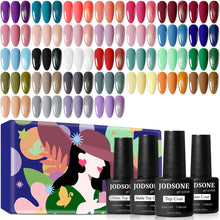 Load image into Gallery viewer, JODSONE 36 PCS Gel Nail Polish Set-32 Colors Gel Polish Kit Base Coat Glossy Matte and Glitter Top Coat Nail Polish Set Green Blue Red Pink Collection Gifts for Women