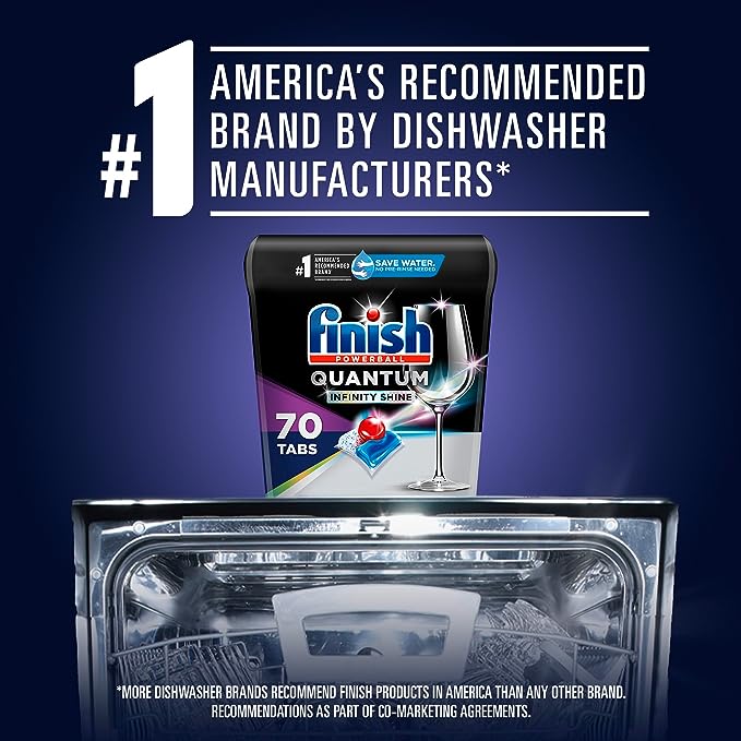 Finish Quantum Infinity Shine - 70 Count - Dishwasher Detergent - Powerball - Our Best Ever Clean and Shine - Dishwashing Tablets - Dish Tabs (Packaging May Vary)