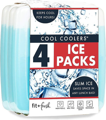 Fit + Fresh Cool Coolers Slim, Reusable Ice Packs for Lunch Bags, Beach Bags, Coolers, and More, Multiple Sizes & Colors