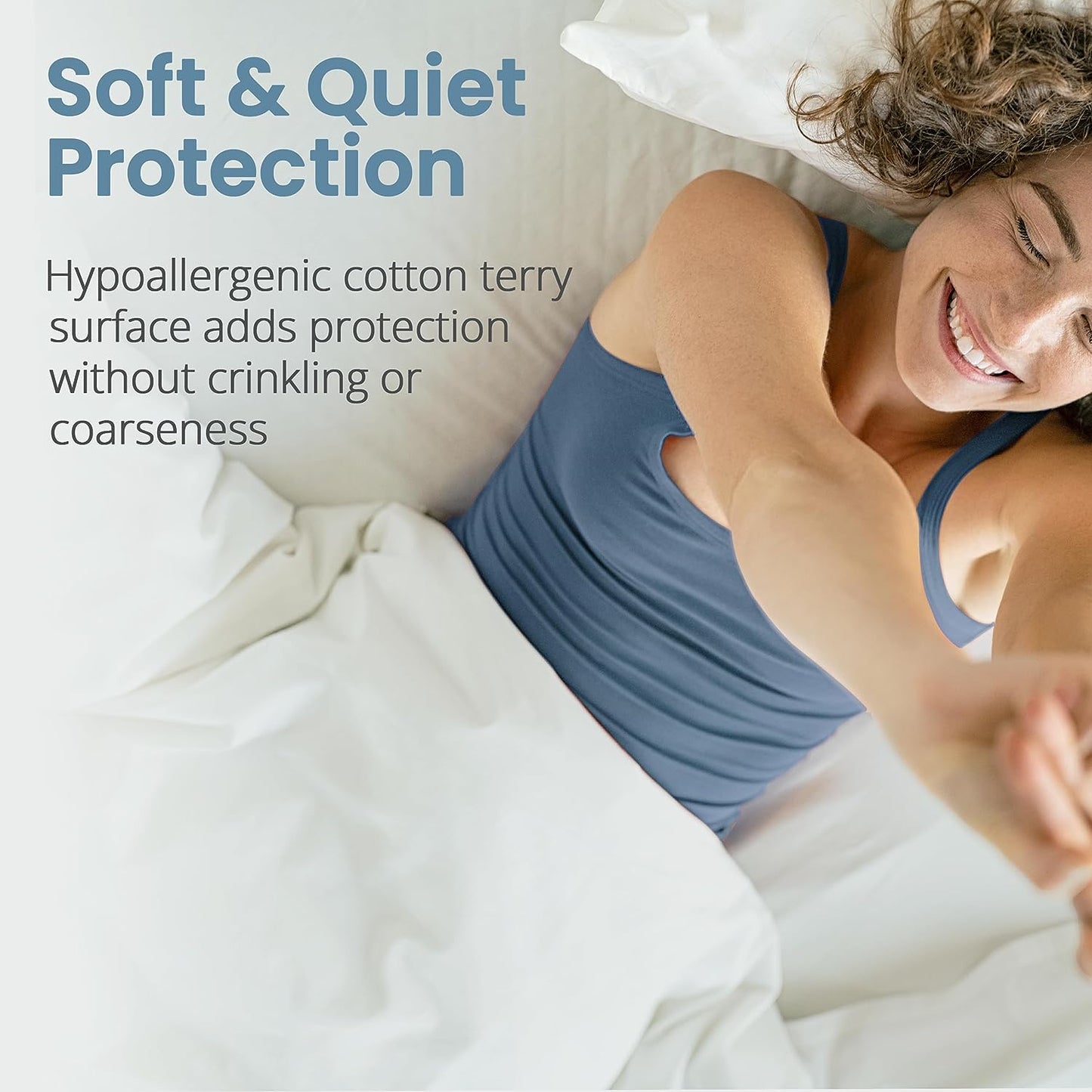 SafeRest Mattress Protector - Queen Size Cotton Terry Waterproof Mattress Protector, Breathable Fitted Mattress Cover with Stretchable Pockets