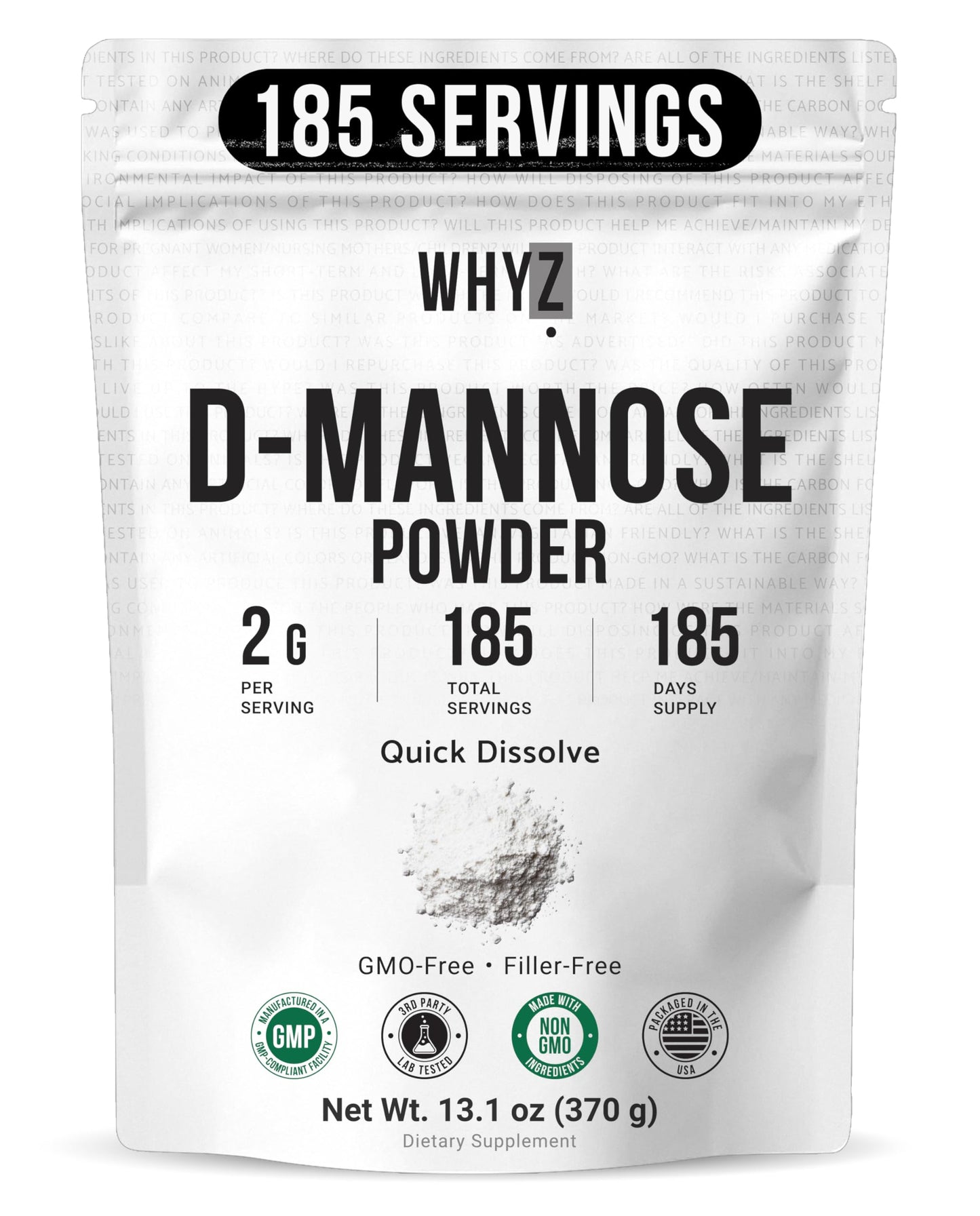 D-Mannose Powder Quick Dissolve Pure Premium Mannose Supplement Essential Powder for…