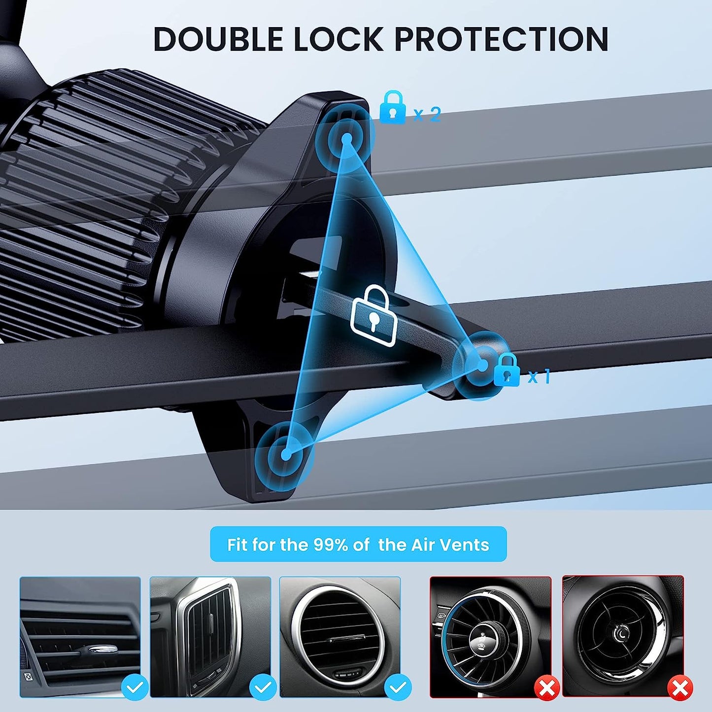 Car Phone Holder Mount [Military-Grade Suction & Stable Hook] Phone Mount for Car Windshield Dashboard Air Vent Universal Hands-Free Automobile Mounts Cell Phone Holder Fit for iPhone Smartphones