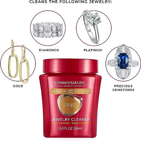 CONNOISSEURS Premium Edition Jewelry Cleaner Solution Pick from Delicate, Fine or Silver Jewelry Cleaner, Value Size