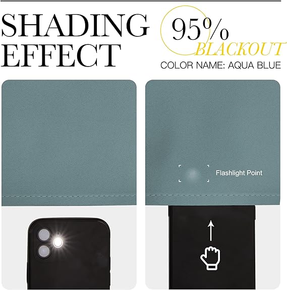 NICETOWN Modern Greyish Blue Blackout Curtains Noise Reducing, Thermal Insulated and Privacy Room Darkening Drape Panels for Boy's Guest Room Door Small Short Window (2 Panels, W42 x L63 -Inch)