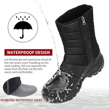Load image into Gallery viewer, SILENTCARE Mens Winter Mid-Calf Snow Boot Fur Warm Waterproof Slip On Outdoor Athletic
