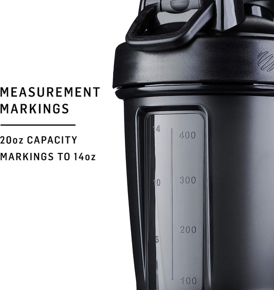BlenderBottle Classic V2 Shaker Bottle Perfect for Protein Shakes and Pre Workout, 20-Ounce, Clear/Black