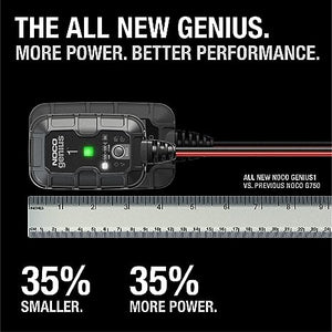 NOCO GENIUS1, 1A Smart Car Battery Charger, 6V and 12V Automotive Charger, Battery Maintainer, Trickle Charger, Float Charger and Desulfator for Motorcycle, ATV, Lithium and Deep Cycle Batteries