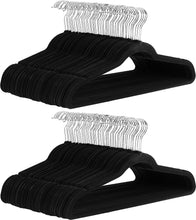 Load image into Gallery viewer, Amazon Basics Slim Velvet, Non-Slip Suit Clothes Hangers, Pack of 100, Black/Silver