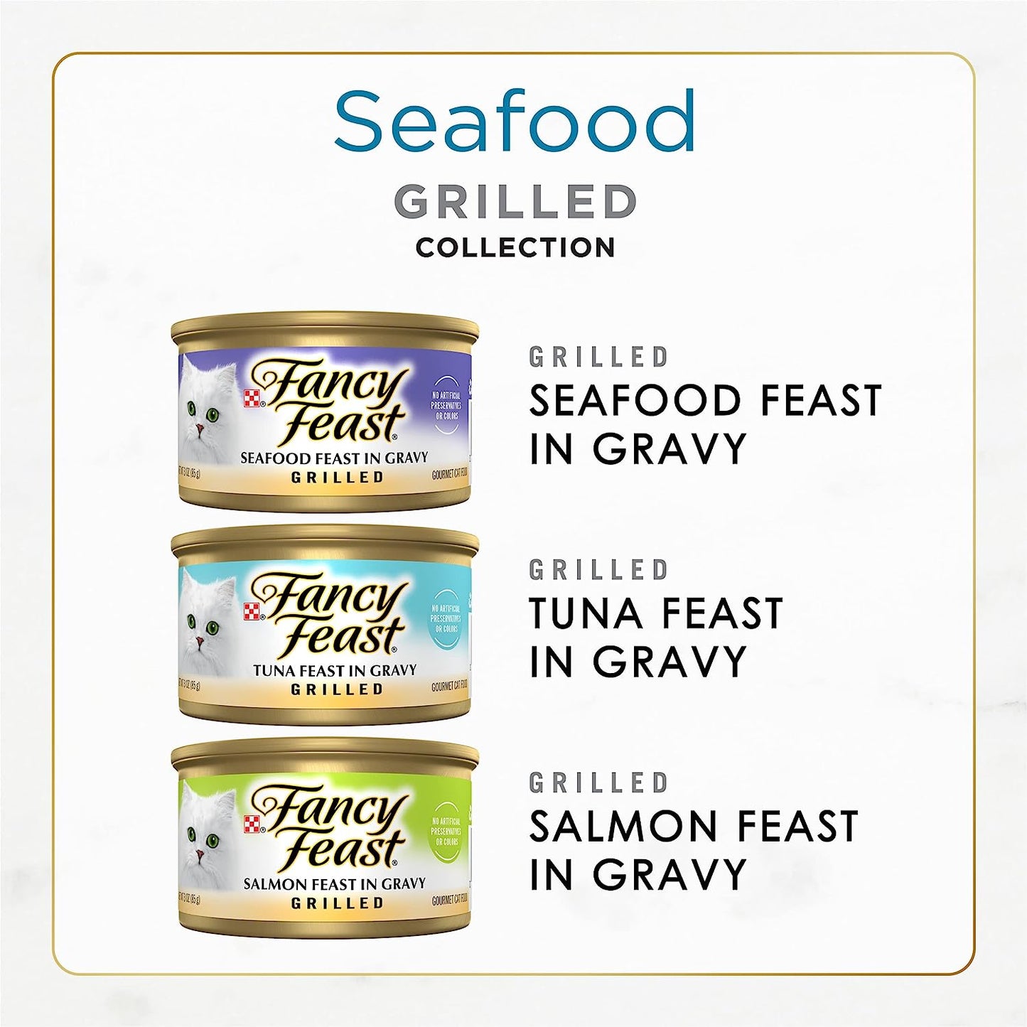 Purina Fancy Feast Grilled Wet Cat Food Seafood Collection in Wet Cat Food Variety Pack - (24) 3 oz. Cans