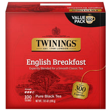 Load image into Gallery viewer, Twinings English Breakfast Black Tea, 100 Individually Wrapped Tea Bags, Smooth, Flavourful, Robust, Caffeinated