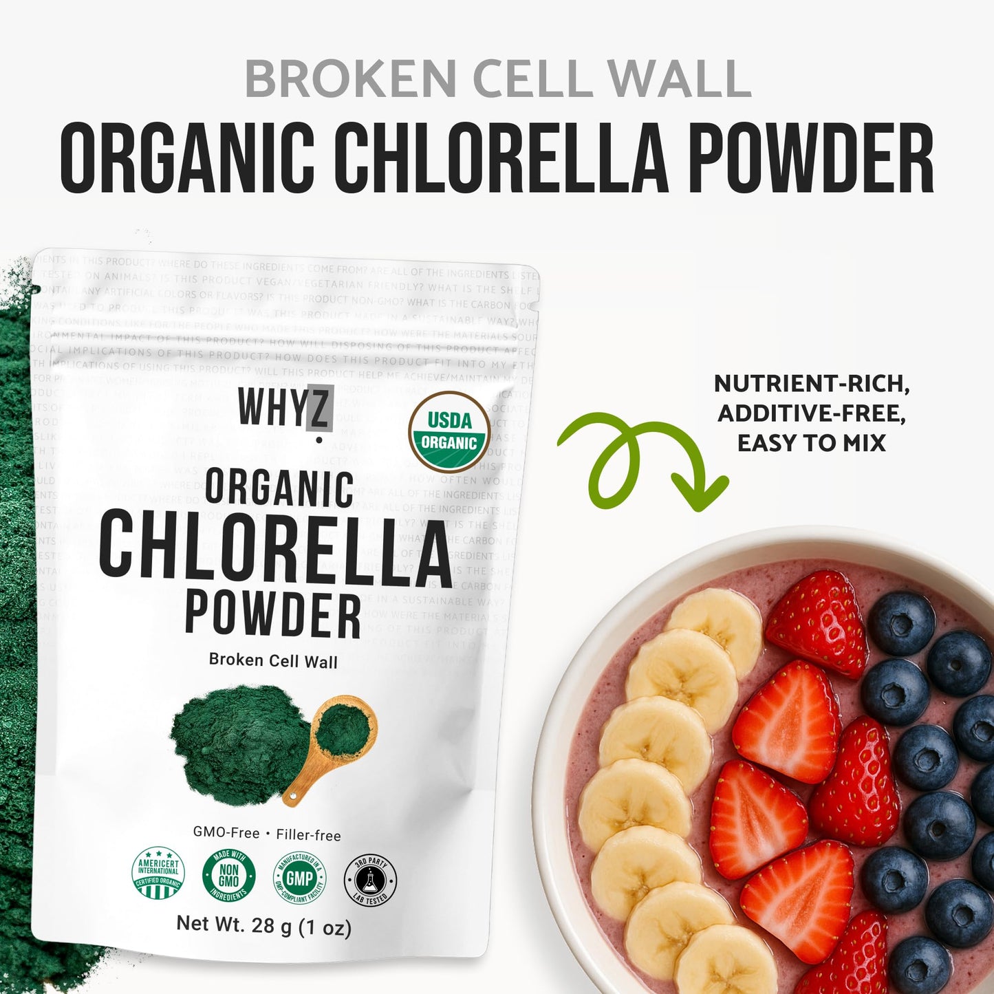 Organic Chlorella Powder, Raw, Premium Superfood Rich in Vegan Protein & Chlorophyll,…