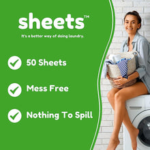 Load image into Gallery viewer, Sheets Laundry Club - As Seen on Shark Tank - Laundry Detergent - (Up to 100 Loads) 50 Laundry Sheets- Fresh Linen Scent - No Plastic Jug - New Liquid-Less Technology - Lightweight - Easy To Use