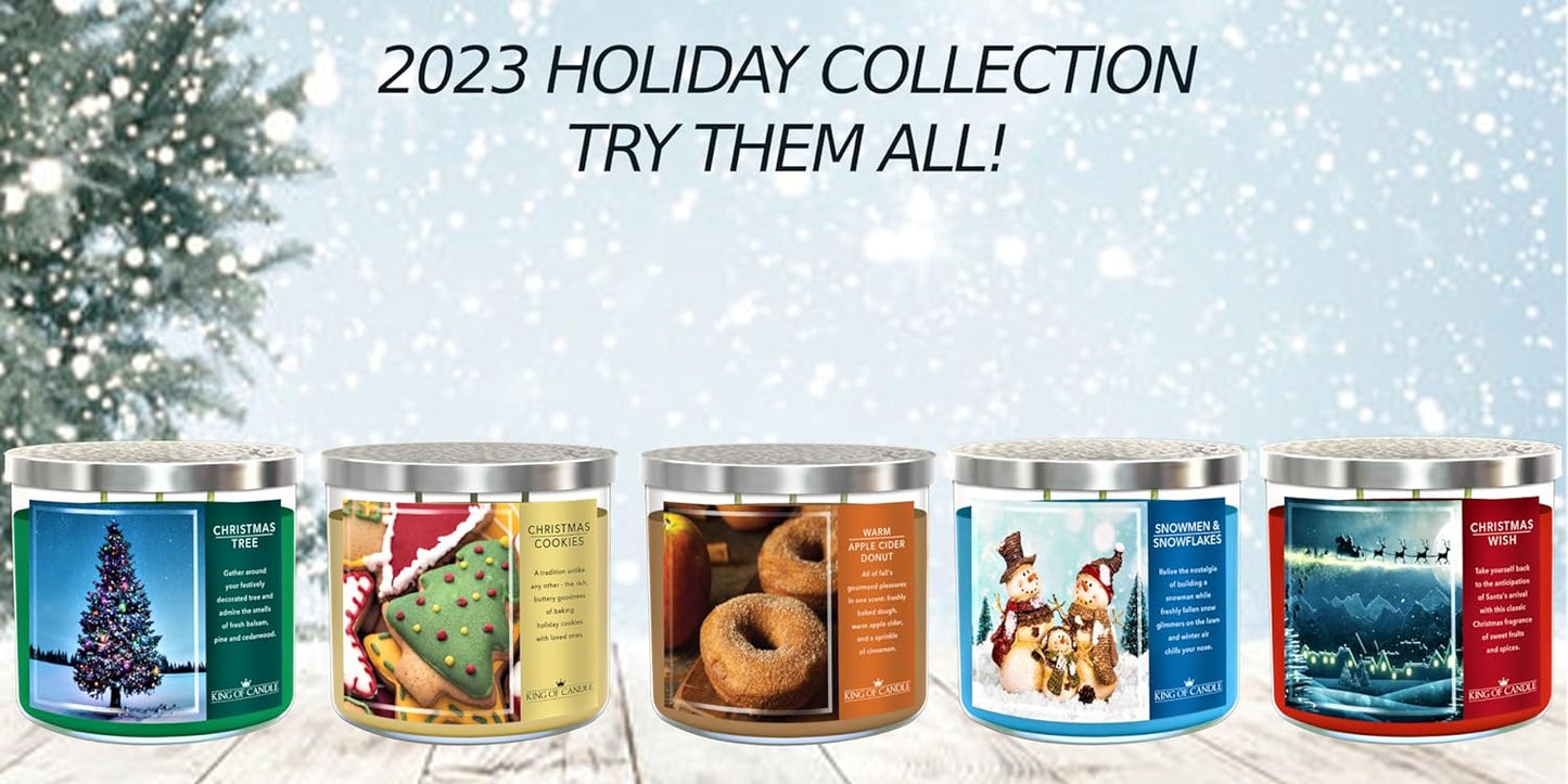 Warm Apple Cider Donut + Cinnamon Sugar | Strong, Large 3 Wick Candle for Winter | Clean Burning, Long Lasting, Highly Scented, Non Toxic Soy Wax | Unique Food Candles for Kitchen Decor | Big 14oz Jar