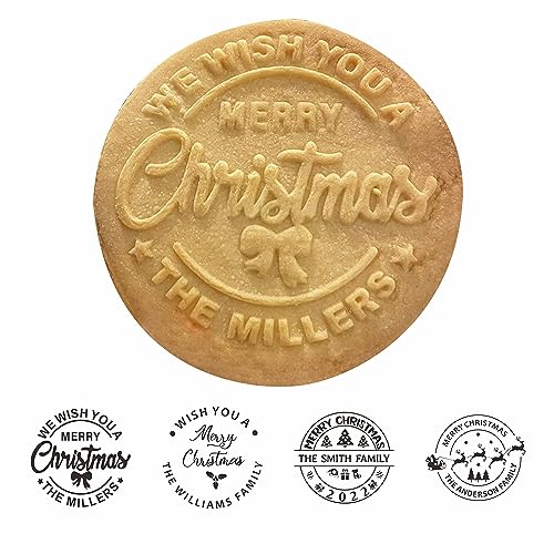 2023 Personalized Christmas Cookie Stamp Christmas Cookie Mold With Your Name 3d Raised Design Merry Christmas Personalized Cookie Baking Stamp