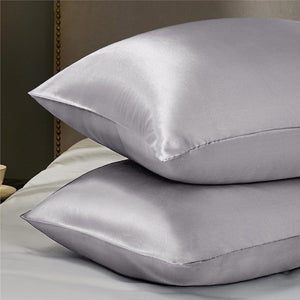 Bedsure Satin Pillowcase for Hair and Skin Queen - Dark Grey Silk Pillowcase 2 Pack 20x30 Inches - Satin Pillow Cases Set of 2 with Envelope Closure, Gifts for Women Men