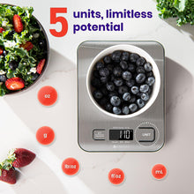 Load image into Gallery viewer, Etekcity Food Kitchen Scale, Digital Grams and Ounces for Weight Loss, Baking, Cooking, Keto and Meal Prep, LCD Display, Medium, 304 Stainless Steel