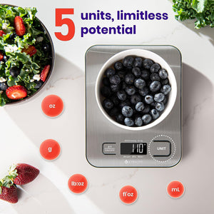 Etekcity Food Kitchen Scale, Digital Grams and Ounces for Weight Loss, Baking, Cooking, Keto and Meal Prep, LCD Display, Medium, 304 Stainless Steel