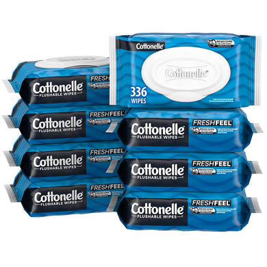 Cottonelle Freshfeel Flushable Adult Wet Wipes, 8 Flip-Top 42-Count Packs (336 Wipes Total)