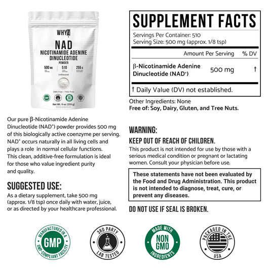 Pure NAD Powder Nicotinamide Adenine Dinucleotide Supplement Unflavored and Gluten-Free…