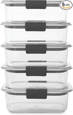 Rubbermaid Brilliance BPA Free Food Storage Containers with Lids, Airtight, for Lunch, Meal Prep, and Leftovers, Set of 5 (3.2 Cup)