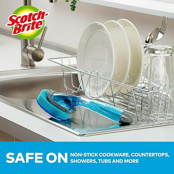 Scotch-Brite Non-Scratch Dishwand Kit, Includes 1 Wand & 7 Refill Pads, Keep Hands Out of the Mess
