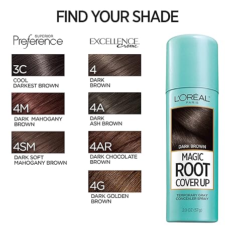 L'Oreal Paris Magic Root Cover Up Gray Concealer Spray Dark Brown 2 oz