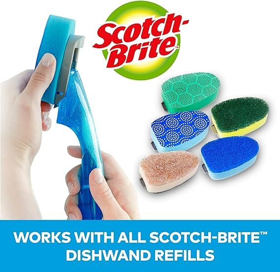 Scotch-Brite Non-Scratch Dishwand Kit, Includes 1 Wand & 7 Refill Pads, Keep Hands Out of the Mess