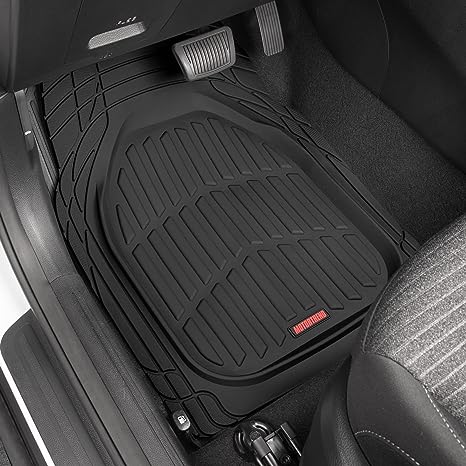 Motor Trend FlexTough Floor Mats for Cars, Black Deep Dish All-Weather Car Mats, Waterproof Trim-To Fit Automotive Floor Mats for Cars Trucks SUV, Universal Floor Liner Car Accessories