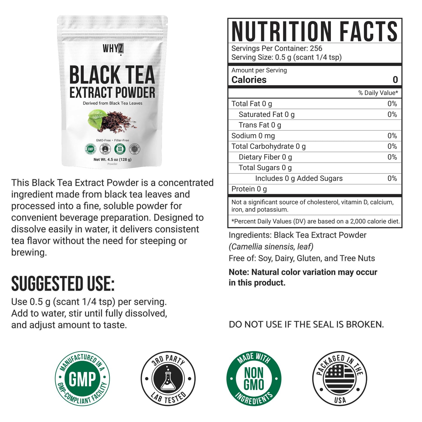 Instant Black Tea Extract Powder, Unsweetened Iced Tea Extract from Real Black Tea Leaves…