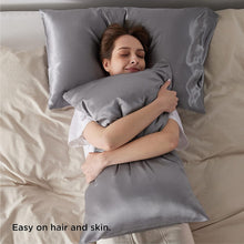 Load image into Gallery viewer, Bedsure Satin Pillowcase for Hair and Skin Queen - Dark Grey Silk Pillowcase 2 Pack 20x30 Inches - Satin Pillow Cases Set of 2 with Envelope Closure, Gifts for Women Men