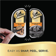 Load image into Gallery viewer, SHEBA PERFECT PORTIONS Cuts in Gravy Adult Wet Cat Food Trays (24 Count, 48 Servings), Roasted Chicken, Gourmet Salmon and Tender Turkey Entrée, Easy Peel Twin-Pack Trays