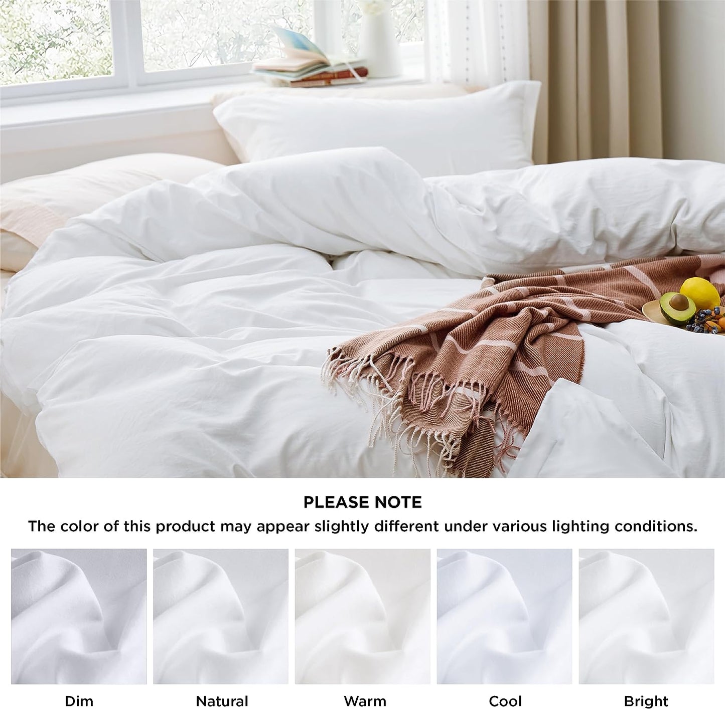 Bedsure White Duvet Cover Queen Size - Soft Prewashed Queen Duvet Cover Set, 3 Pieces, 1 Duvet Cover 90x90 Inches with Zipper Closure and 2 Pillow Shams, Comforter Not Included