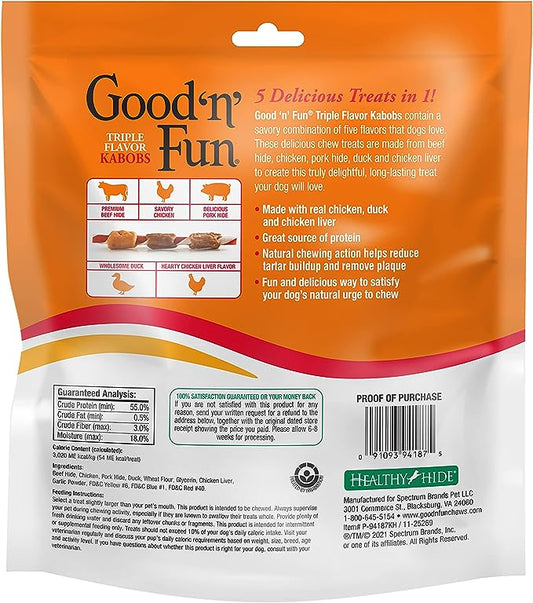 Good'N'Fun Triple Flavored Rawhide Kabobs for Dogs, 1.5 Pound (Pack of 1)
