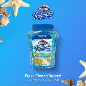 Clorox Fraganzia Air Freshener Crystal Beads Fresh Ocean Breeze 12oz | Long-Lasting Air Freshener Beads 12 Ounces | Easy to Use Vented Jar Air Scent Beads for Homes, Bathrooms, Closets, Car or Office