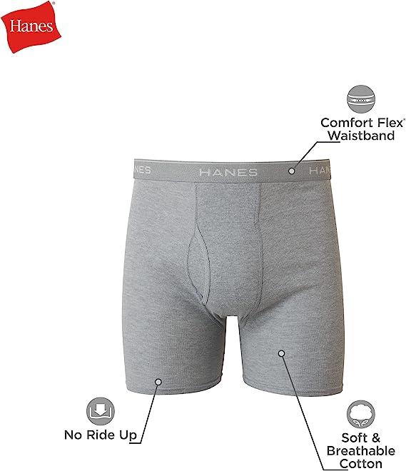 Hanes Men's Boxer Briefs, Soft and Breathable Cotton Underwear with ComfortFlex Waistband, Multipack