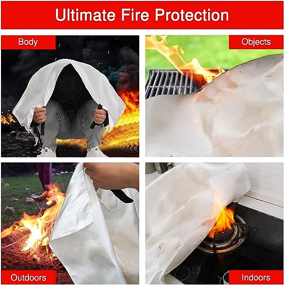 Mart Cobra Emergency Fire Blanket for Home and Kitchen Fire Extinguishers for The House x2 Prepared Fiberglass Fire Blankets Emergency for Home Fireproof Blanket Fire Retardant Blankets Grease Spray