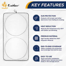 Load image into Gallery viewer, EcoNour Car Windshield Sun Shade, Reflector Sunshade Offers Ultimate Protection for Car Interior, Cool Car Reflective Sun Blocker Fits Small Sedans, Mini SUVs, &amp; Hatchbacks, Medium (64 in x32 in)