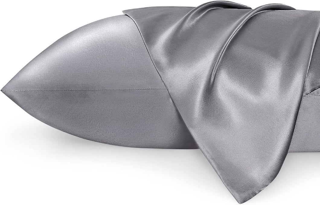 Bedsure Satin Pillowcase for Hair and Skin Queen - Dark Grey Silk Pillowcase 2 Pack 20x30 Inches - Satin Pillow Cases Set of 2 with Envelope Closure, Gifts for Women Men