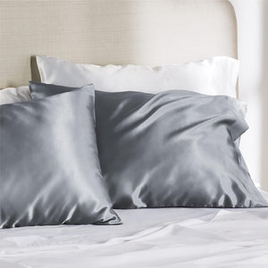 Bedsure Satin Pillowcase for Hair and Skin Queen - Dark Grey Silk Pillowcase 2 Pack 20x30 Inches - Satin Pillow Cases Set of 2 with Envelope Closure, Gifts for Women Men