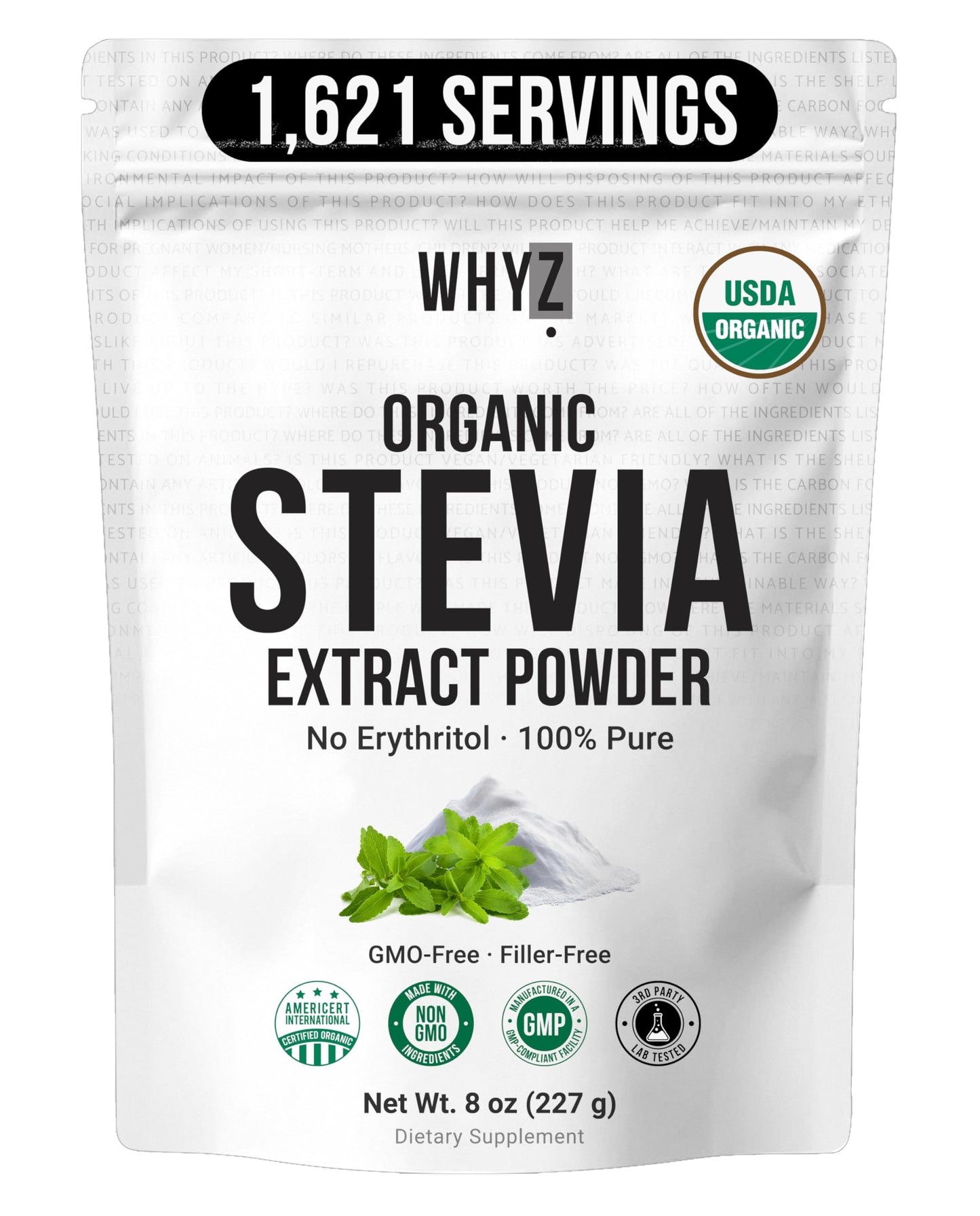 Organic Stevia Powder, 227g, Zero Calorie Pure Stevia Sweetener for Drinks, Powder for…