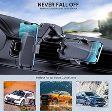 Load image into Gallery viewer, Phone Mount for Car Phone Holder [Military-Grade Suction &amp; Stable Clip]Car Phone Holder Mount Windshield Dashboard Air Vent Universal Cell Phone Automobile Mount Fit For All iPhone Android Smartphones