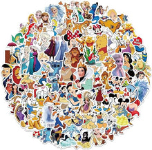Load image into Gallery viewer, 100Pcs Kids Disney Stickers Pack Princess Stickers Cute Cartoon Characters Stickers Cartoon Movie Decal Childrens Decorative Sticker for Kids Teens Adults Waterproof Vinyl Princess Stickers for Water Bottle Laptop Luggage (Cartoon Characters)