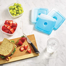 Load image into Gallery viewer, Cool Coolers by Fit + Fresh, 4 Pack Slim Ice Packs, Space Saving Reusable Ice Packs for Lunch Boxes or Coolers, Single Pack