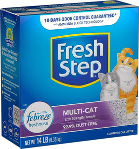 Fresh Step Clumping Cat Litter, Multi-Cat Odor Control, 14 lbs