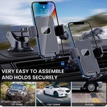 Load image into Gallery viewer, Phone Holder Car Mount for iPhone [Powerful Suction]Phone Mount for Car Dashboard Windshield Air Vent Universal Accessories [Thick Cases Friendly]Automobile Cell Phone Holder Fit for iPhone Smartphone