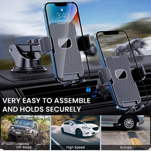 Phone Holder Car Mount for iPhone [Powerful Suction]Phone Mount for Car Dashboard Windshield Air Vent Universal Accessories [Thick Cases Friendly]Automobile Cell Phone Holder Fit for iPhone Smartphone