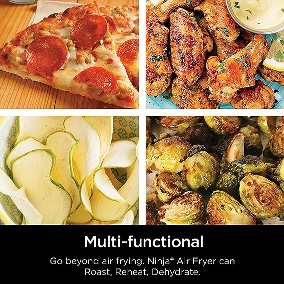 Ninja AF101 Air Fryer that Crisps, Roasts, Reheats, & Dehydrates, for Quick, Easy Meals, 4 Quart Capacity, & High Gloss Finish, Grey